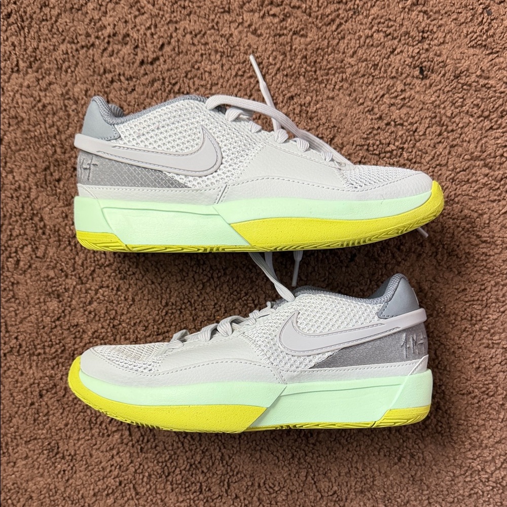 Nike White Low-Top Sneakers with Mint & Yellow Accents
